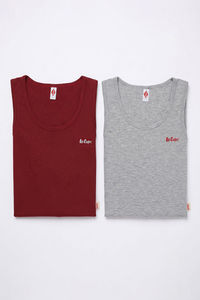 Lee Cooper Boys Solid Vest (Pack of 2) - Multicolor — thumbnail 12